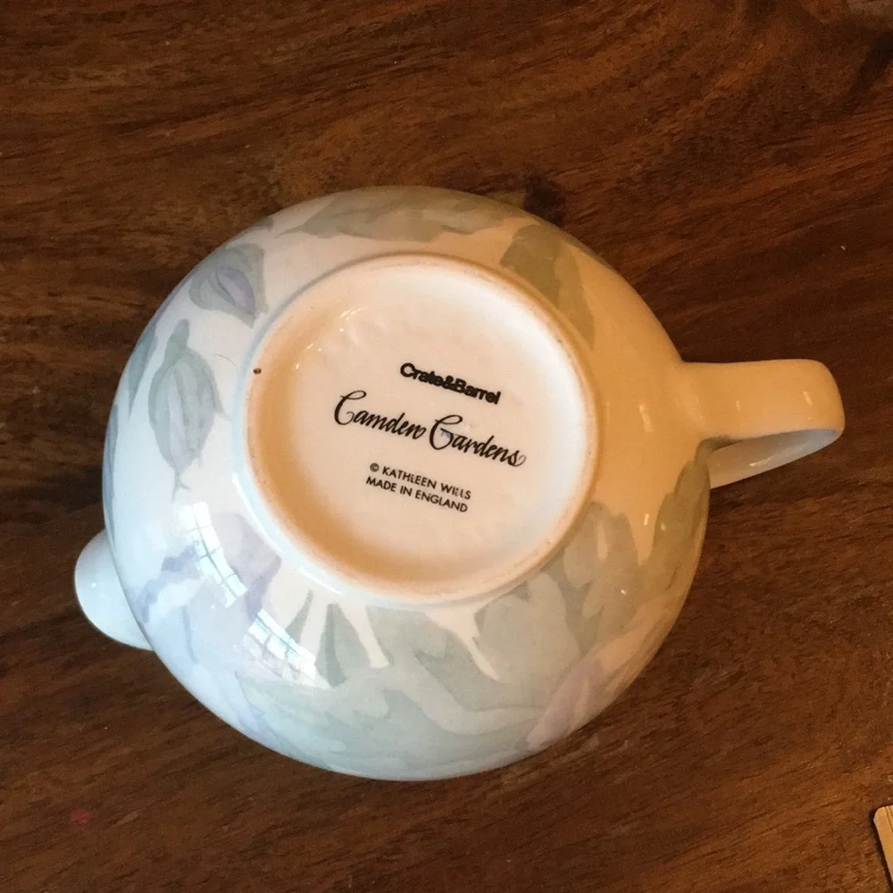 2 Crate & Barrel Creamer & Sugar Bowl Camden Gardens by Kathleen Wills England